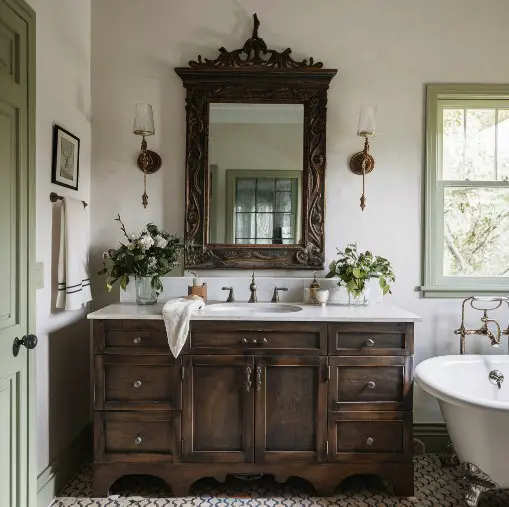 10 Elegant Bathroom Mirror Ideas That Will Elevate Your Décor 2 Vintage Framed Mirrors
