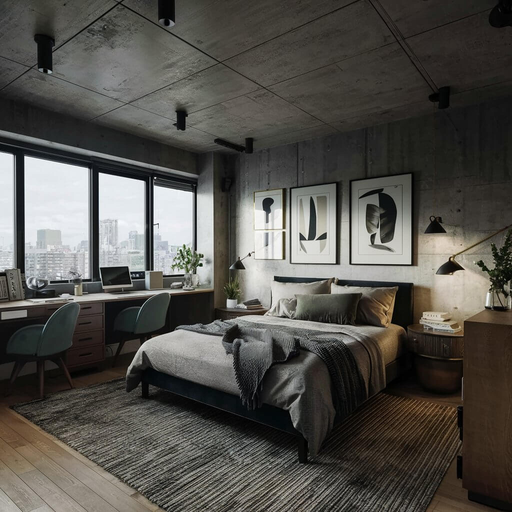 12 Stunning Urban Bedroom Ideas You Need to Try 11 Urban bedroom ideas featuring a stylish open layout that maximizes space and light. This design showcases minimalist decor, large windows for natural light, and modern furniture arrangements, creating a contemporary urban oasis. Perfect for city living, this layout combines functionality with aesthetic appeal, making it an ideal choice for those seeking a fresh, spacious atmosphere in their bedroom.