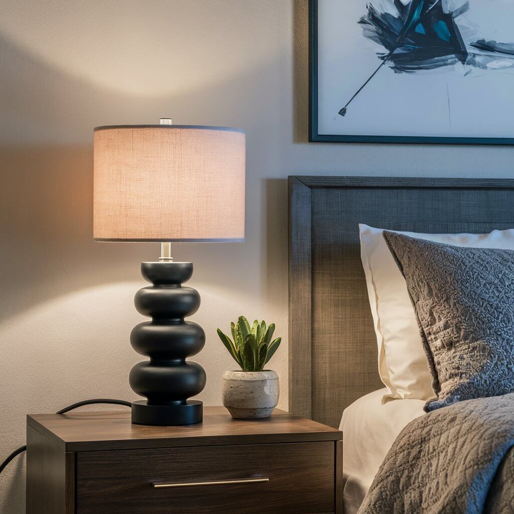 12 Creative Bedroom Décor Light Ideas for Every Style 4 Cozy bedroom decor light ideas featuring elegant decorative table lamps on bedside tables, casting a warm and inviting glow. Perfect for creating a relaxing ambiance, these stylish lamps add both function and flair to modern and traditional bedroom designs, enhancing the overall room decor with soft, soothing illumination.