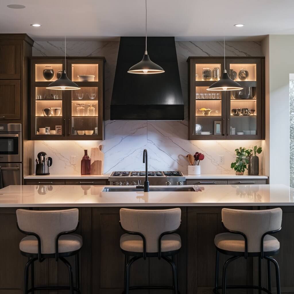 13 Kitchen Lighting Design Ideas That Will Illuminate Your Space 7 Accent lighting for visual interest in kitchen – Discover creative kitchen lighting ideas with sleek under-cabinet LED strips, stylish pendant lights, and recessed lighting that add depth and ambiance. Perfect for modern, rustic, or farmhouse kitchen designs, this accent lighting elevates the aesthetic and functionality, creating a warm and inviting cooking space.