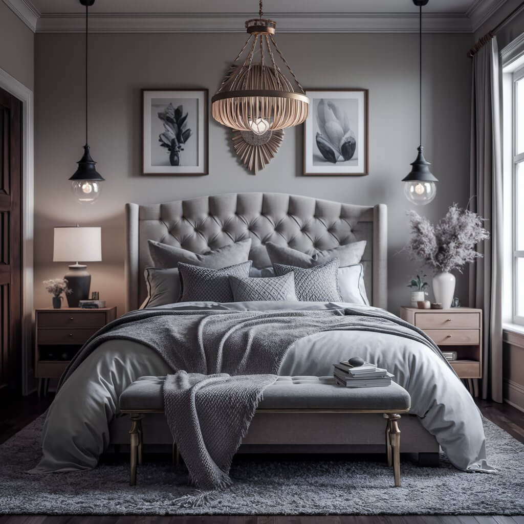 13 Stunning Master Bedroom Headboard Ideas You Need to See 4 Cozy bohemian bedroom featuring a stylish rattan headboard, perfect for adding a touch of natural elegance and texture. This unique bedroom headboard idea blends organic materials with boho-inspired decor for a relaxed and inviting atmosphere, ideal for creating a chic and trendy sleeping space.