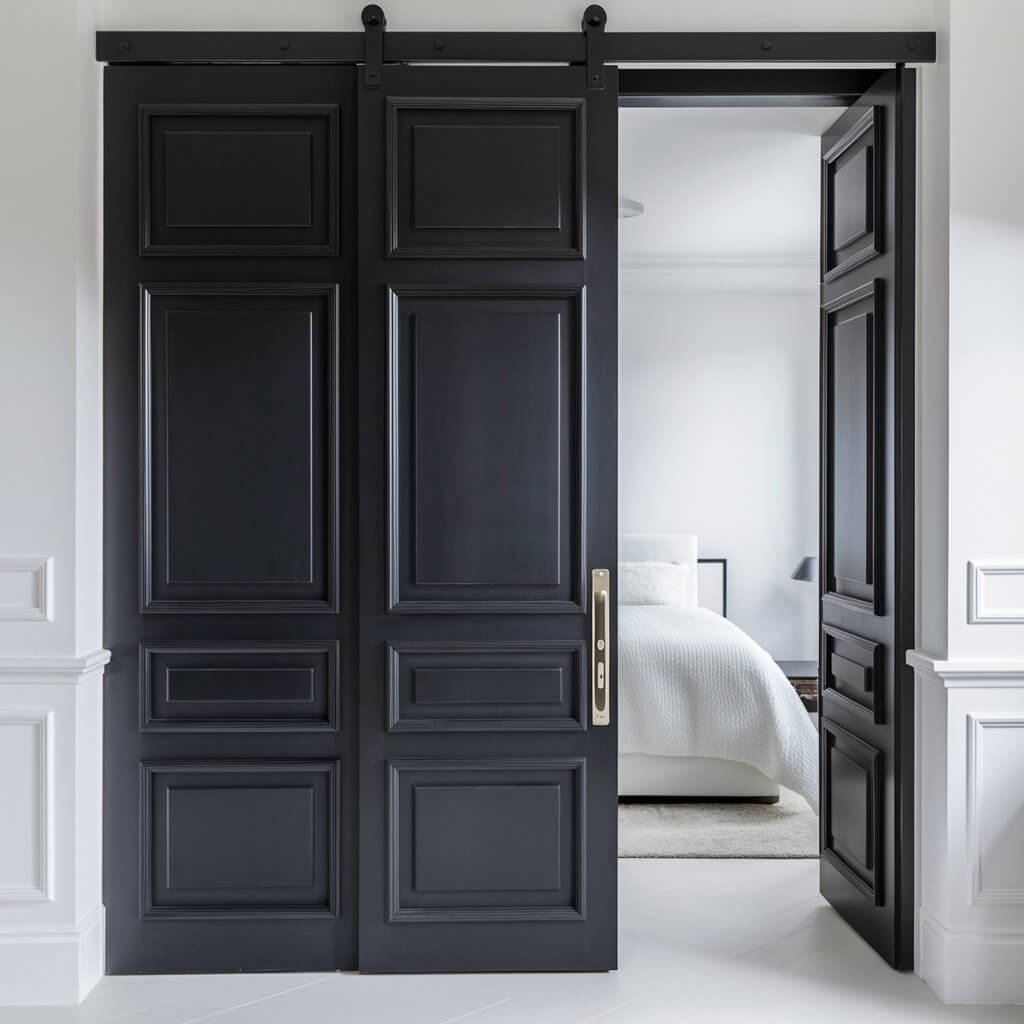 12 Modern Bedroom Door Ideas to Elevate Your Interior Design 10 Beautiful decorative panelled doors enhancing the elegance of a bedroom, featuring intricate designs and finishes. This image showcases various styles of bedroom doors, from classic to modern, emphasizing the versatility of panelled doors in bedroom decor. Perfect inspiration for homeowners looking to elevate their interior design with stylish door options.