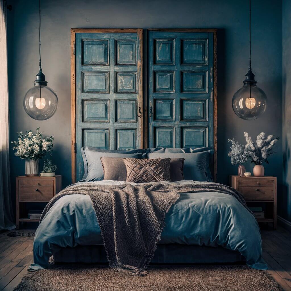 13 Stunning Master Bedroom Headboard Ideas You Need to See 8 Vintage door headboard repurposed into a stunning bedroom centerpiece, showcasing rustic charm and unique design. This creative headboard idea adds a touch of vintage elegance to any bedroom decor, blending timeless appeal with sustainable upcycling. Perfect for creating a cozy, personalized retreat with character.