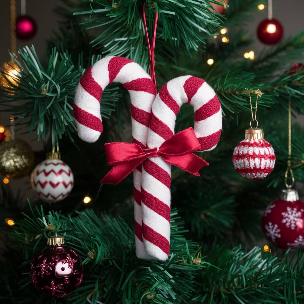 Colorful Candy Cane Ornaments hanging on a Christmas tree, showcasing unique and festive Christmas house ornament ideas. These vibrant candy cane decorations add a sweet, traditional touch to holiday decor, perfect for creating a cozy and cheerful atmosphere in your home. Ideal for those looking for creative and festive Christmas ornament ideas to enhance their holiday decorations and tree styling."

This alt text is SEO-optimized with relevant keywords such as "Candy Cane Ornaments," "Christmas tree," "holiday decor," and "Christmas ornament ideas