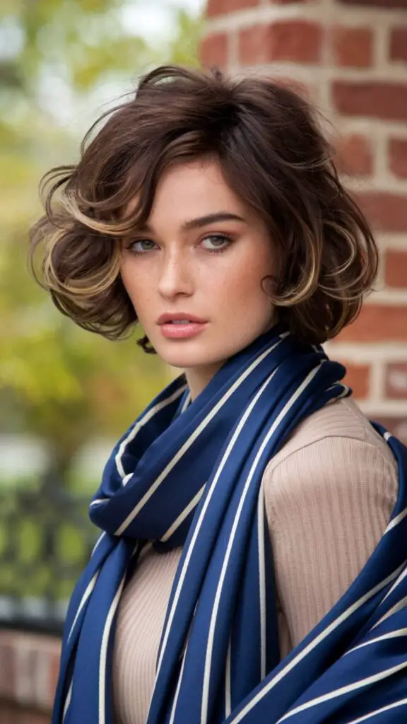 Curly bob hairstyle styled with soft, bouncy curls adding volume and movement to short hair. Perfect for both casual outings and elegant events, this chic short hair look showcases defined curls created with a curling iron and enhanced with curl-friendly hair products. A trendy and versatile option, the curly bob is easy to maintain with regular trims and moisturizing products for a polished, frizz-free finish.
