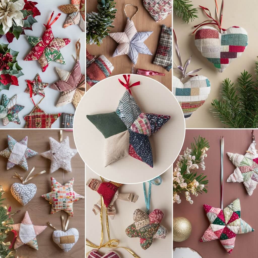 DIY Fabric Scrap Christmas Ornaments Ideas - Creative and eco-friendly Christmas house decorations made from fabric scraps. These handmade ornaments add a personal touch to your holiday decor with unique textures and vibrant colors. Perfect for crafting enthusiasts, these DIY fabric scrap ornaments are a great way to repurpose fabric pieces into beautiful, custom holiday decorations for your tree and home. Ideal for those looking for budget-friendly and sustainable Christmas ornament ideas.