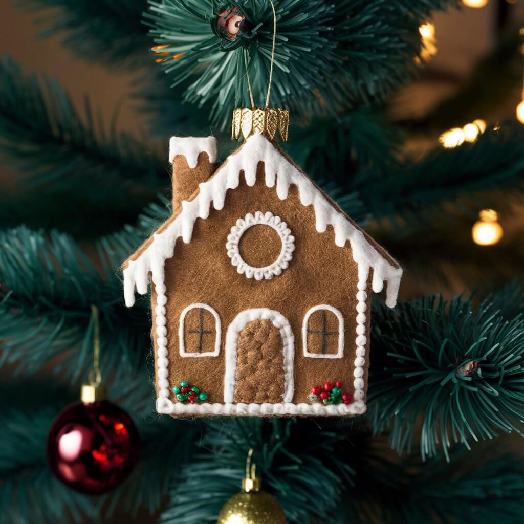 Charming Gingerbread House Ornaments with intricate frosting designs, colorful candy accents, and festive holiday decorations, perfect for enhancing your Christmas tree or creating a cozy seasonal vibe. Discover creative Christmas house ornament ideas to personalize your holiday décor with a touch of handmade charm and traditional holiday cheer.