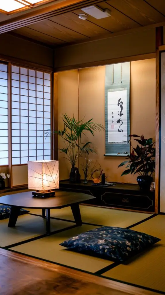 Transform your living room with Japanese style decor featuring Washi paper. Known for its rich texture and durability, Washi paper brings elegance and tradition to your space. Use it for lampshades or wallpaper to diffuse light and create a warm, inviting atmosphere. Enhance your living room with room dividers or framed art made from Washi paper, adding visual interest and harmony to your Japanese-inspired interior. Perfect for achieving a serene, cohesive look in any home.