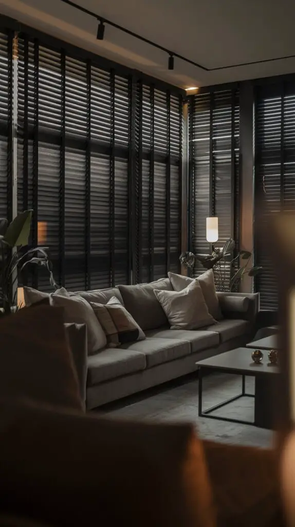 17 Living Room Blinds Ideas to Enhance Natural Light 11 Blackout blinds for living room ideas offer the perfect solution for creating a cozy, private, and distraction-free environment. Ideal for media rooms or relaxation spaces, these blinds block out all external light, enhancing movie-watching experiences and helping you unwind after a long day. Blackout blinds also provide temperature regulation by preventing excessive heat buildup from sunlight, making them a practical and stylish addition to any living room. Explore the benefits of blackout blinds for a serene, comfortable, and energy-efficient living space.
