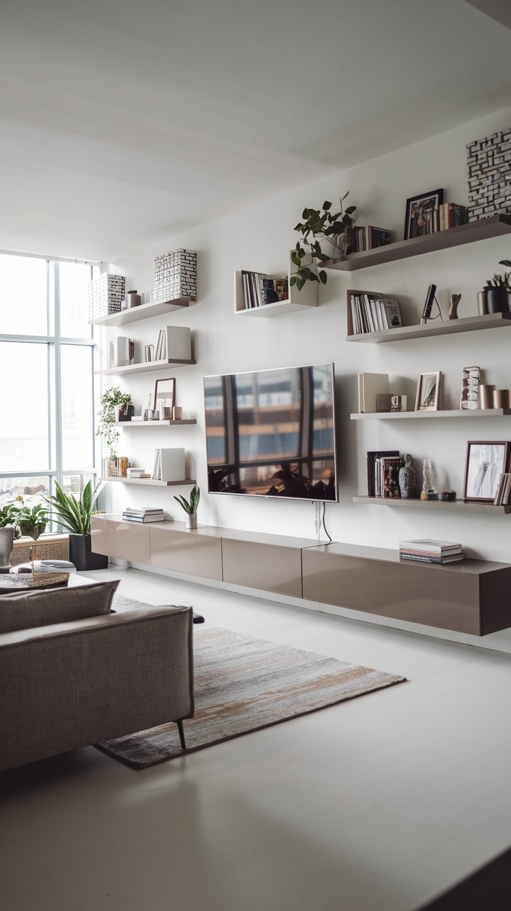 15 Modern Floating TV Shelf Ideas for Living Room: Stylish & Space ...