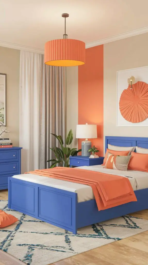 15 Stunning Blue and Orange Bedroom Ideas for a Modern Aesthetic 6 Blue Furniture