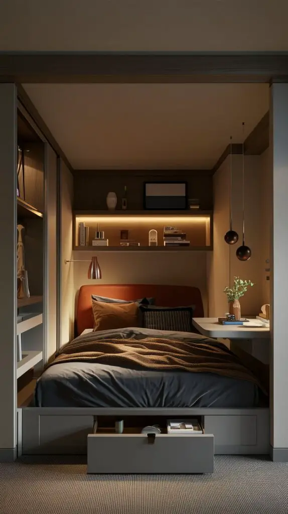 15 Transitional Bedroom Ideas for Small Spaces 11 Compact Furniture