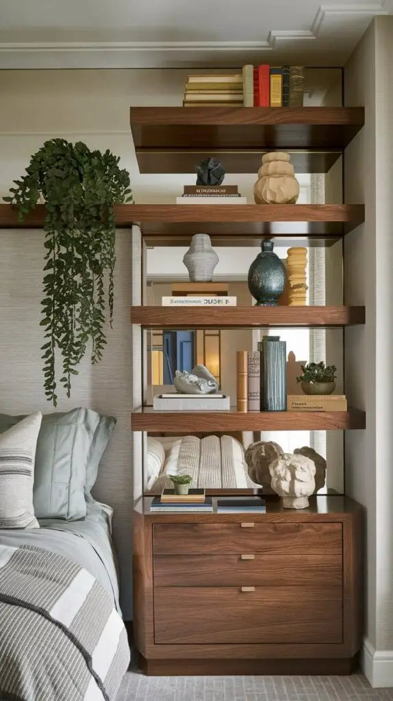 15 Transitional Bedroom Ideas for Small Spaces 8 Floating Shelves