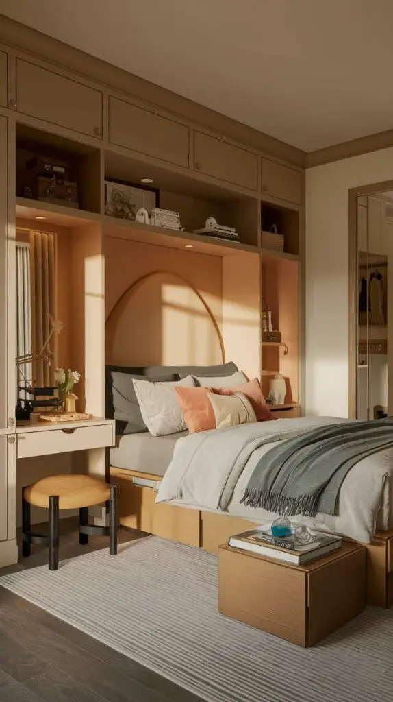 15 Transitional Bedroom Ideas for Small Spaces 2 Multi-Functional Furniture