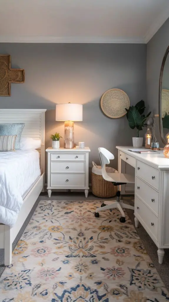15 Cottage Core Bedroom Décor Ideas for a Cozy Retreat 6 Patterned Rugs