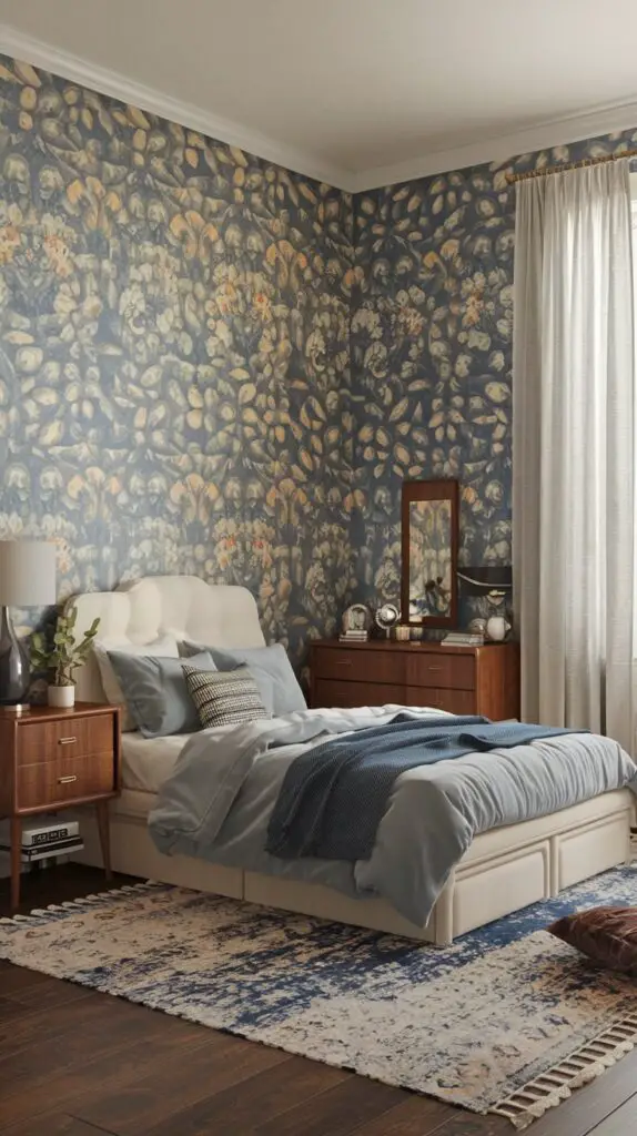 15 Retro Bedroom Décor Ideas to Transform Your Space 1 Vintage Wallpaper
