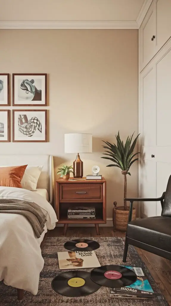 15 Retro Bedroom Décor Ideas to Transform Your Space 11 Vinyl Records