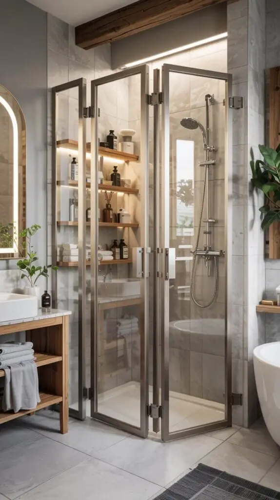 15 Stunning Glass Shower Doors Sliding Ideas for a Modern Bathroom 12 Bi-Fold Glass Doors