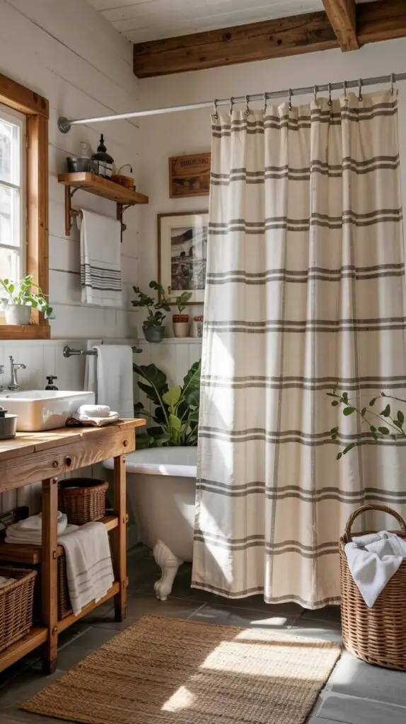 15 Farmhouse Shower Curtain Ideas to Transform Your Bathroom 1 Classic Check Patterns
