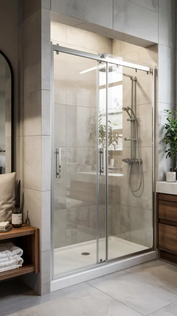 15 Stunning Glass Shower Doors Sliding Ideas for a Modern Bathroom 15 Dual Sliding Doors