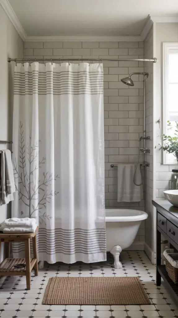 15 Farmhouse Shower Curtain Ideas to Transform Your Bathroom 13 Minimalist Designs