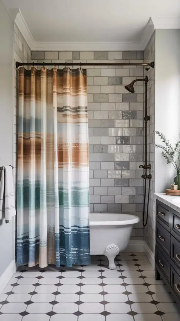 How to Style a Farmhouse Shower Curtain in a Modern Bathroom? 2 Nail the Color Scheme