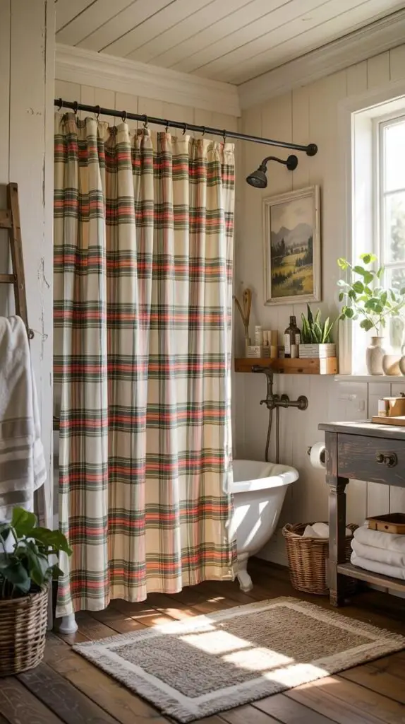 15 Farmhouse Shower Curtain Ideas to Transform Your Bathroom 7 Rustic Plaid