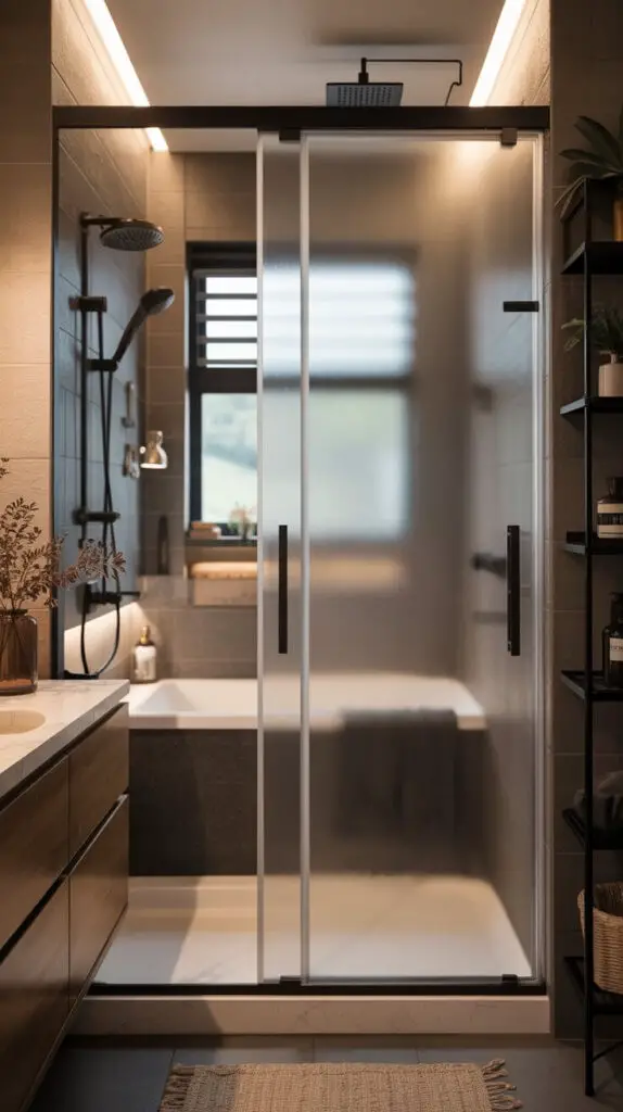 13 Frosted Shower Glass Ideas That’ll Actually Make You Love Your Bathroom 12 Sliding Frosted Shower Doors