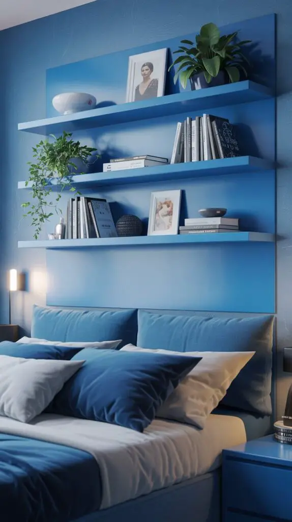 13 Stunning Modern Blue Bedroom Furniture Pieces You Need to See 8 Try Blue Floating Shelves for Subtle Storage