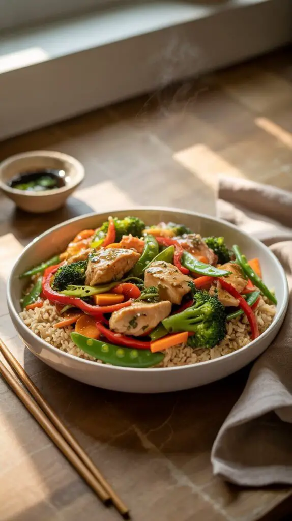 What Is the Healthiest Dinner You Can Eat? (Without Hating Your Life) 4 Chicken Stir-Fry with Brown Rice