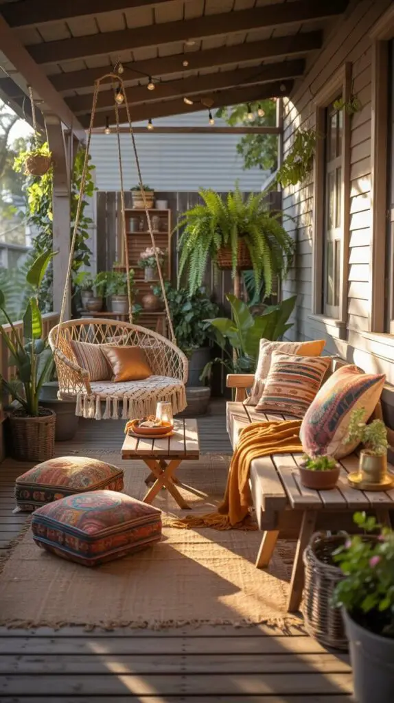 Boho Porch Outdoor Decor Ideas: Your Go-To Guide for a Laid-Back, Stylish Vibe 2 Cozy Seating Because No One Wants to Stand on a Porch Forever