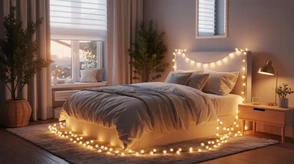 Cozy Small Bedroom Fairy Lights Decor Ideas