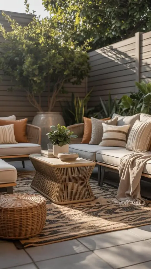Modern Patio Decor Ideas That’ll Instantly Upgrade Your Outdoor Vibe 2 Layered Textures = Instant Visual Interest