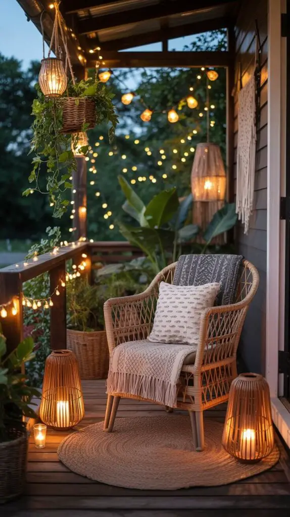 Boho Porch Outdoor Decor Ideas: Your Go-To Guide for a Laid-Back, Stylish Vibe 6 Lighting = Instant Vibe Upgrade