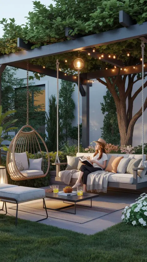 Backyard Seating Area Ideas That’ll Make You Want to Ditch the Couch 7 Swing Seats & Hanging Chairs Because You're Never Too Old