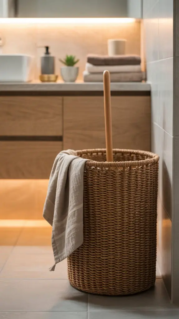 Toilet Plunger Storage Ideas That Won’t Creep Out Your Guests (Or You) 3 🧺 Option 2 Tuck It in a Decorative Basket