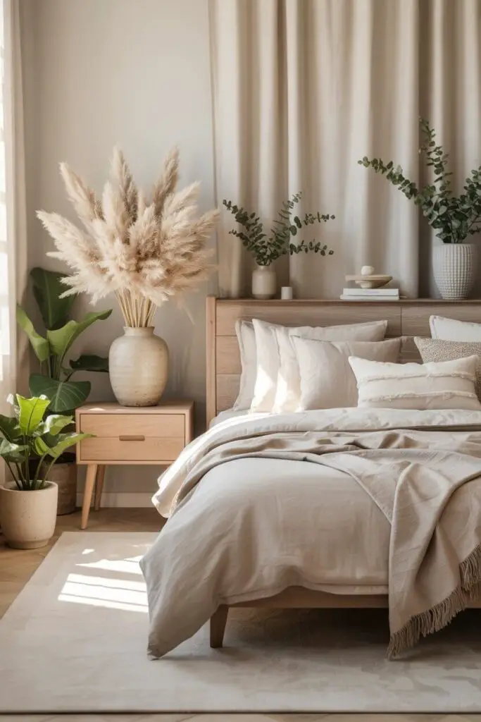 Neutral Bedroom Decorating Ideas That Won’t Bore You to Sleep 😴 3 Add Natural Elements (Because You’re Not a Robot)