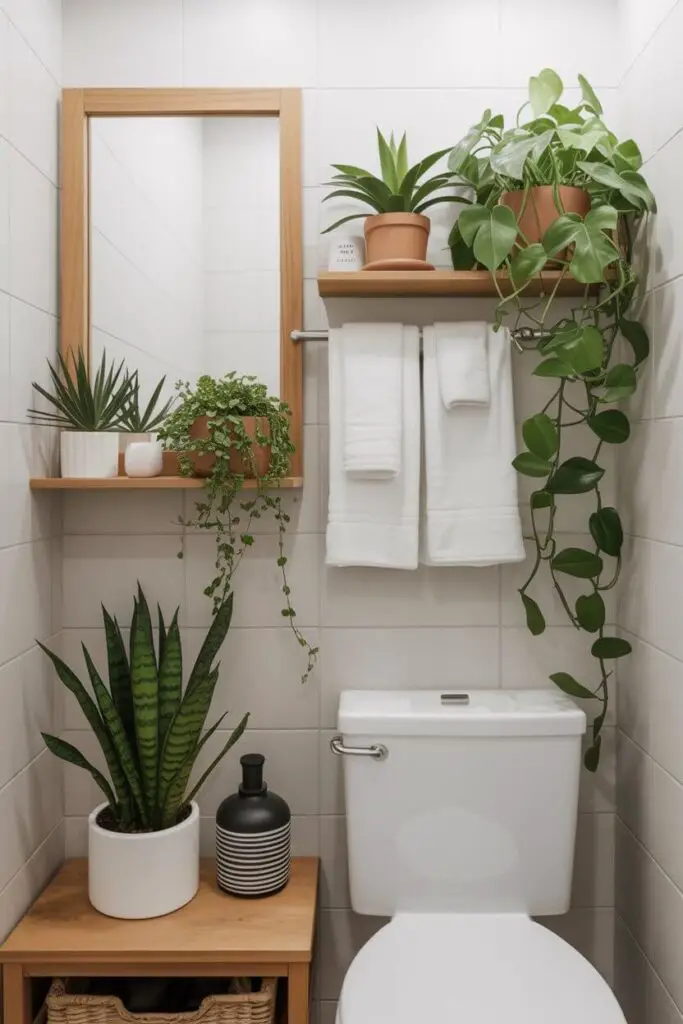 How to Decorate a Small Bathroom with No Window 7 Add Some Greenery