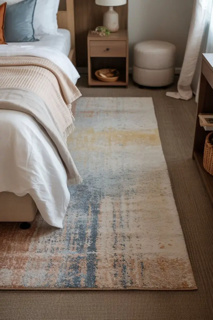 Inexpensive Bedroom Makeover Ideas That Actually Work 8 Add a Rug (Even if You Have Carpet)