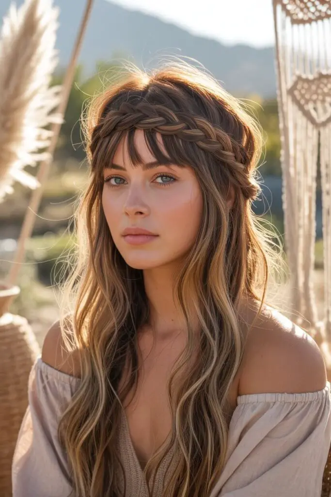 Boho Braids Hairstyles Ideas: 13 Effortlessly Cool Looks You’ll Wanna Try ASAP 10 Braided Headband (Yes, You Can DIY One)
