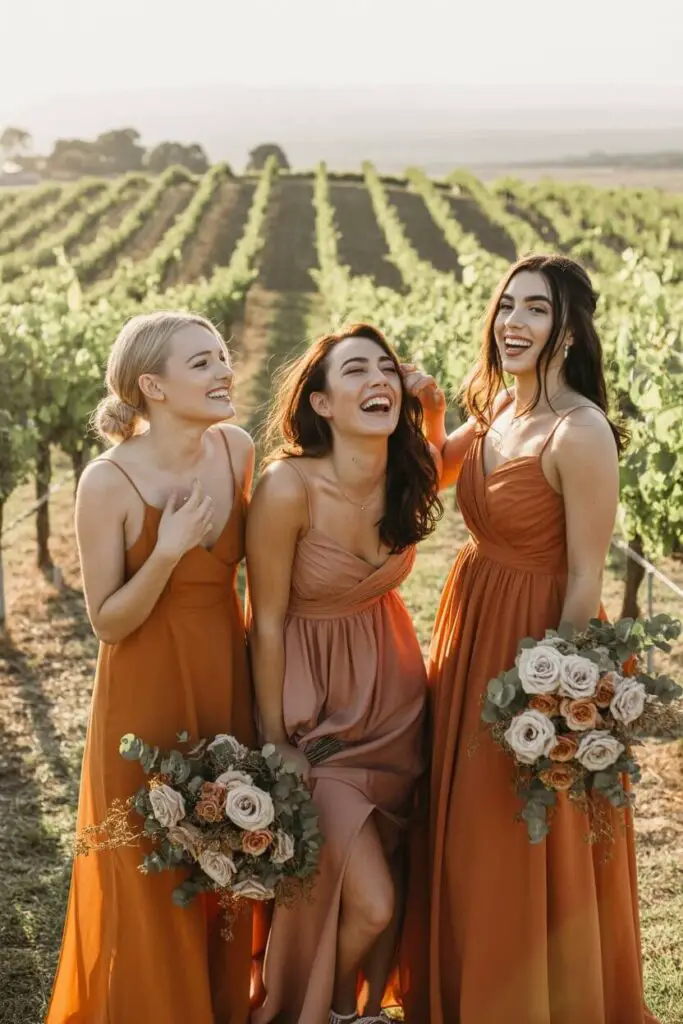 Nice Bridesmaid Dresses: Styles Your Squad Will Actually Love (And Not Secretly Hate 😅) 7 Burnt Orange or Terracotta – For the Bold Babes