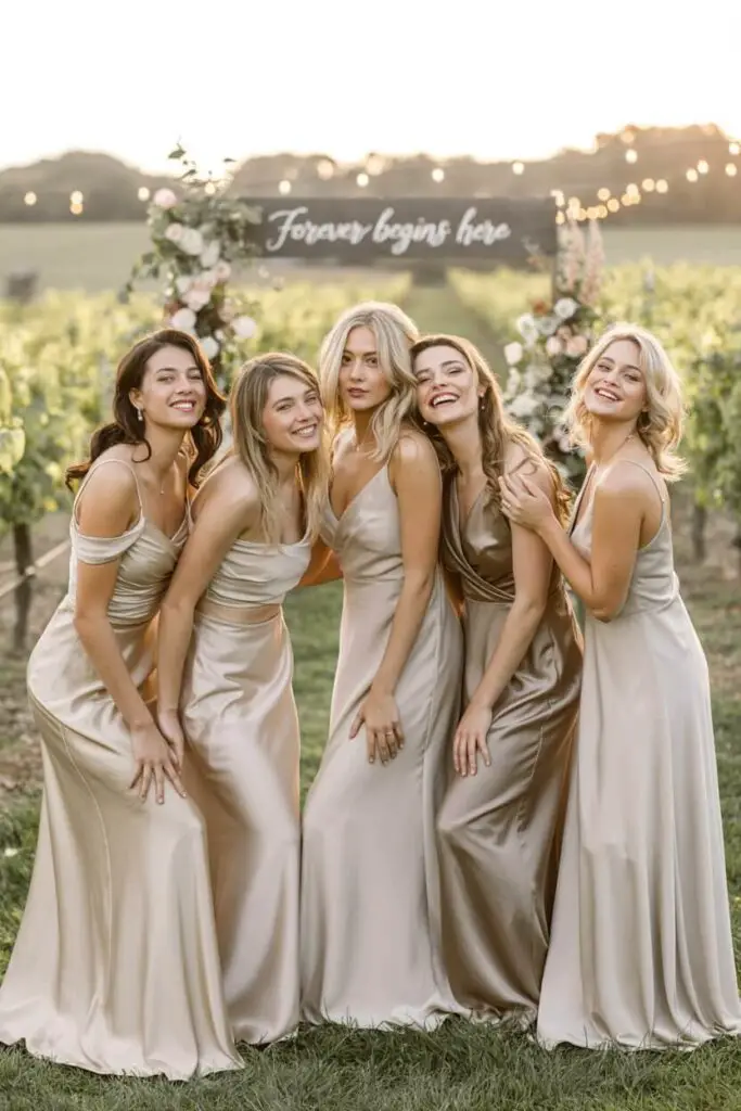Nice Bridesmaid Dresses: Styles Your Squad Will Actually Love (And Not Secretly Hate 😅) 8 Champagne or Soft Gold – Luxe But Neutral
