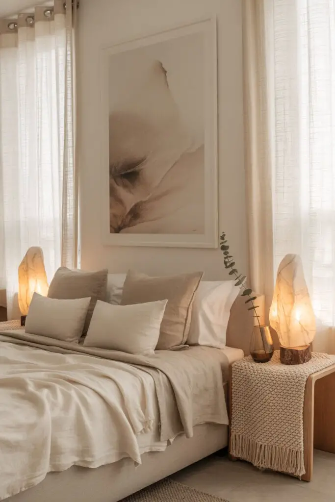 Neutral Bedroom Decorating Ideas That Won’t Bore You to Sleep 😴 4 Don’t Skip the Statement Piece