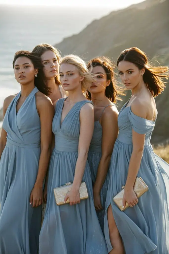 Nice Bridesmaid Dresses: Styles Your Squad Will Actually Love (And Not Secretly Hate 😅) 9 Dusty Blue – Cool Without Trying Too Hard