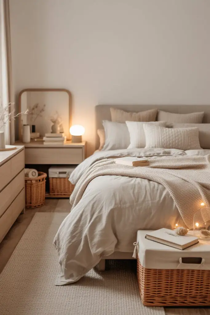 Neutral Bedroom Decorating Ideas That Won’t Bore You to Sleep 😴 6 Keep Clutter at Bay (But Don’t Be a Minimalist Robot)