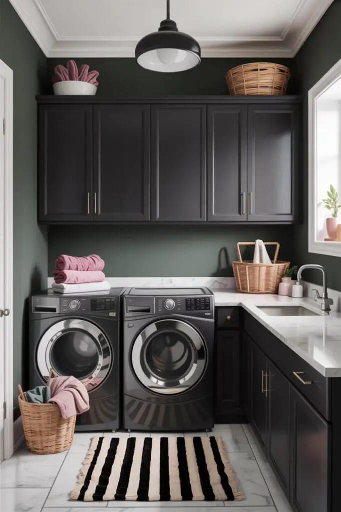 The Best Colors for Your Laundry Room: A Guide to Creating a Fresh and Fun Space 5 Keeping It Classic Gray, Black, and Charcoal