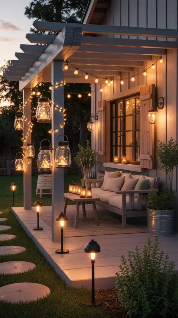 Farmhouse Outdoor Decor Ideas That’ll Make Your Backyard the Envy of the Neighborhood 4 Lighting That Feels Like a Warm Hug at Sunset