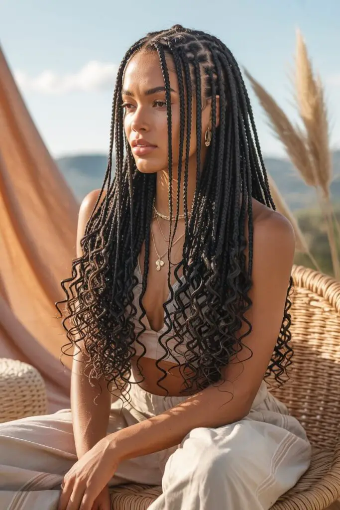 Boho Knotless Braids Ideas: The Ultimate Guide to Your Next Free-Spirited Look 10 Micro Boho Knotless Braids