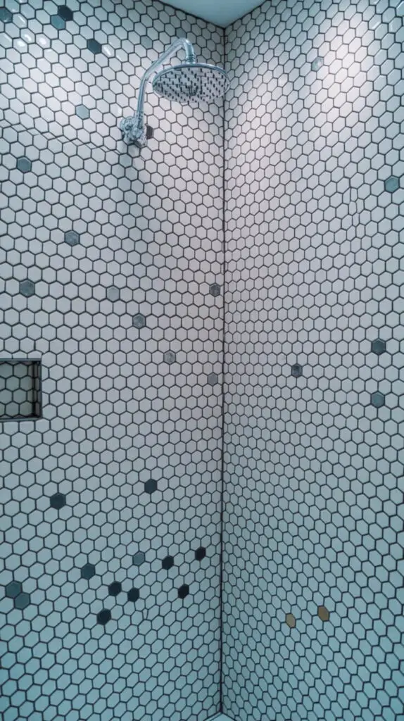 15 Mosaic Shower Tile Design Ideas That’ll Make You Want to Redo Your Bathroom 7 Mini Hexagons = Major Style