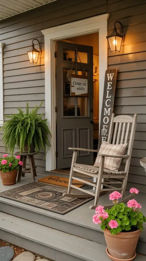 Farmhouse Outdoor Decor Ideas That’ll Make Your Backyard the Envy of the Neighborhood 2 Porch Goals Create a Welcoming Entry That Screams ‘Come Sit a While’